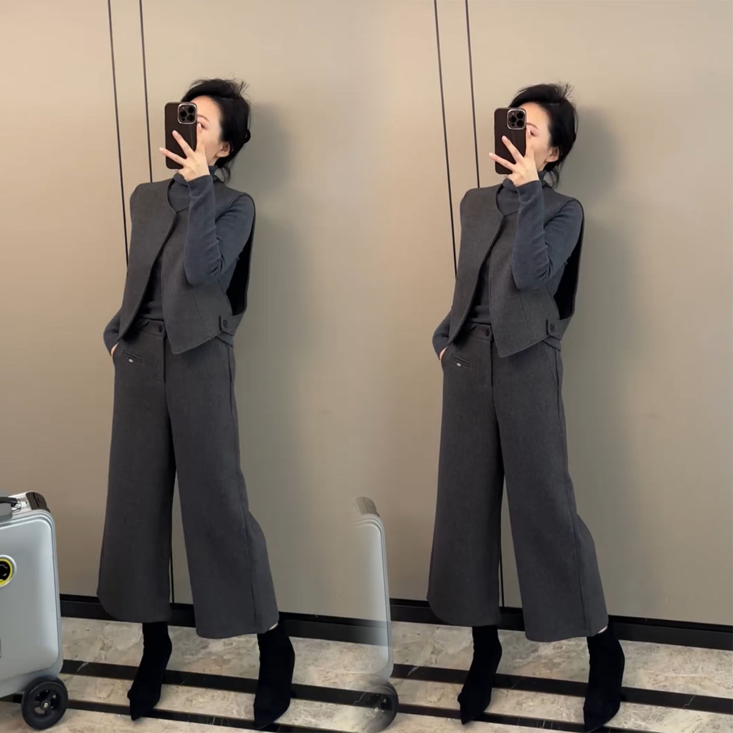 极简风通勤百搭职场穿搭套装女秋冬季气质马甲小衫裤子三件套女潮