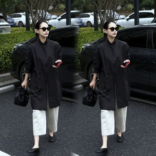 立领中长款 套装 外套裤 黑色高级感宽松时尚 子两件套女2026春季 新款