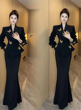 气质高级风格时尚显瘦长袖秋冬新款网红爆款蝴蝶西装西服女士外套