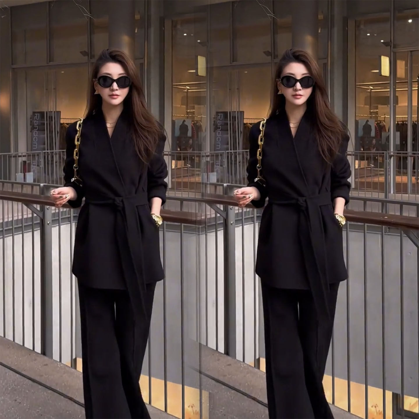 轻熟风黑色西装外套阔腿裤两件套女秋冬季高级感百搭显瘦通勤套装,女装/女士精品,时尚套装,淘宝优惠券,粉丝福利购,淘宝优惠卷