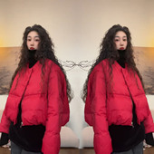 2025冬季 气质休闲遮肉棉服潮 高级感优雅纯色短款 新款 网红炸街爆款