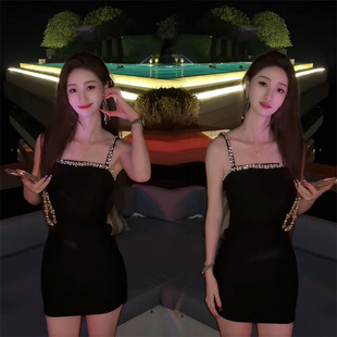 重工镶钻修身 2025春夏季 吊带连衣裙女法式 时尚 显瘦包臀裙 网红新款