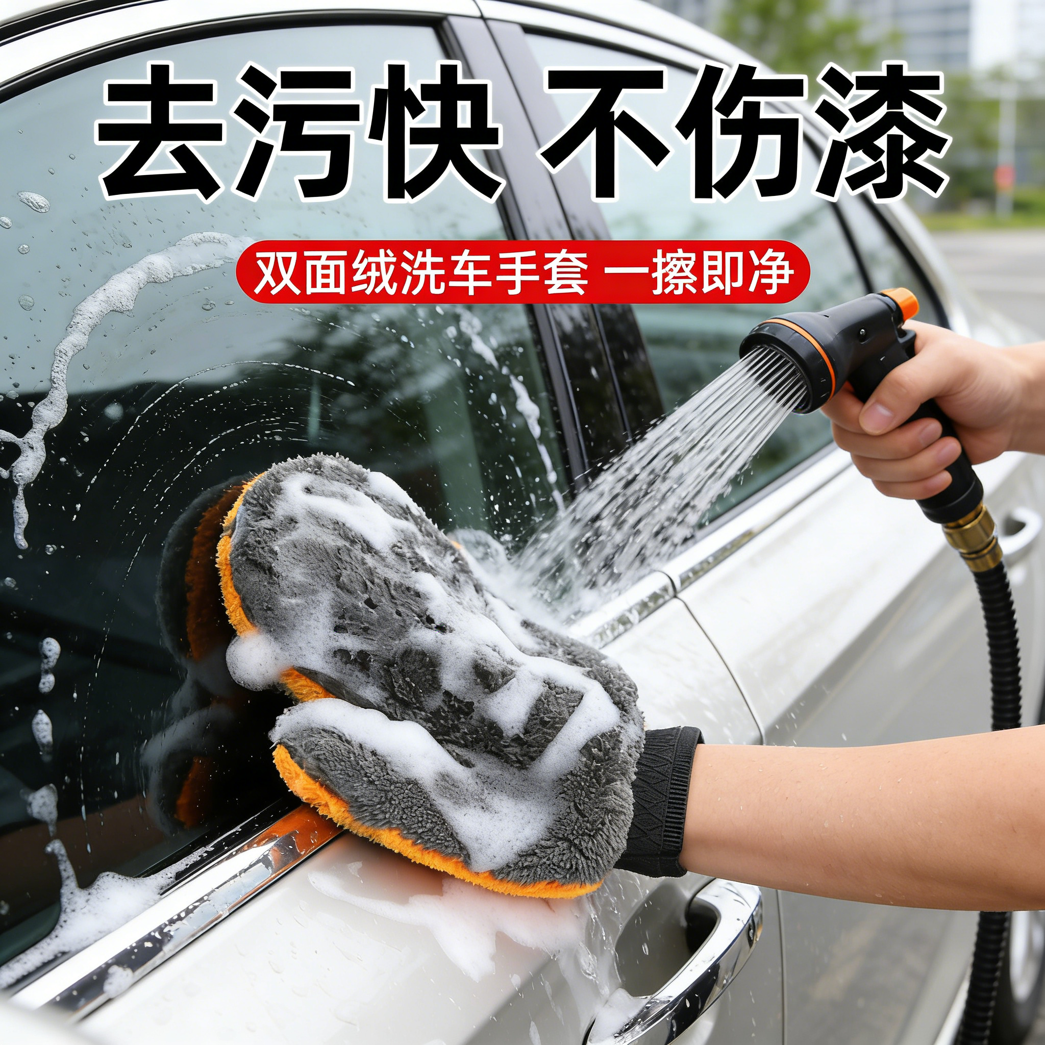 洗车手套不伤漆面防水手套擦车熊掌洗车店专用刷车清洗打沫擦洗套