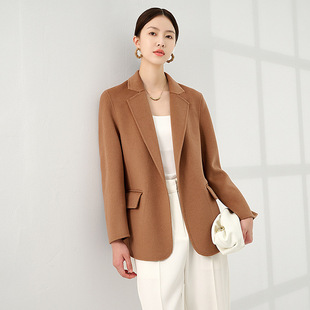 100纯羊绒短款小西装小个子双面羊绒大衣女2025秋冬修身显瘦外套