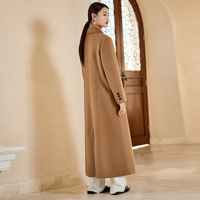 100纯山羊绒大衣女双面修身
