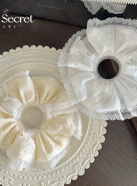 少女心事原创法式蕾丝大肠扎发圈高级感头花黄色白色温柔发饰头绳