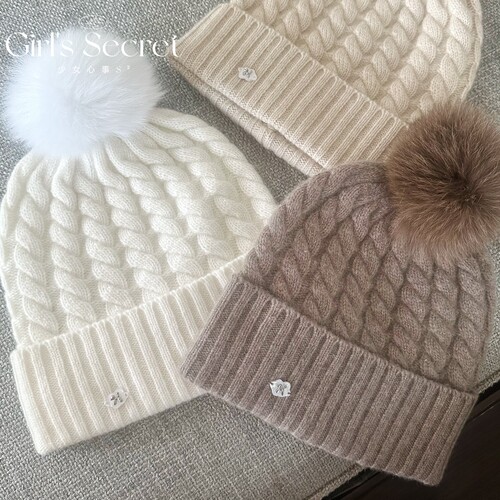 少女心事山羊绒针织狐狸毛球帽子冬季保暖护耳羊毛毛线帽包头冷帽