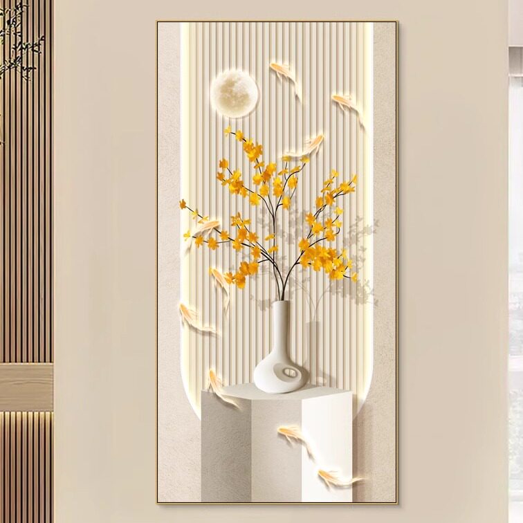 玄关现代简约自贴画绿植走廊过道自粘壁画竖版客厅帖画北欧风粘画