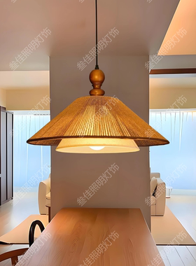 宋式美学茶室中古风原木餐厅吊灯具法式复古主卧室餐桌台灯罩客厅