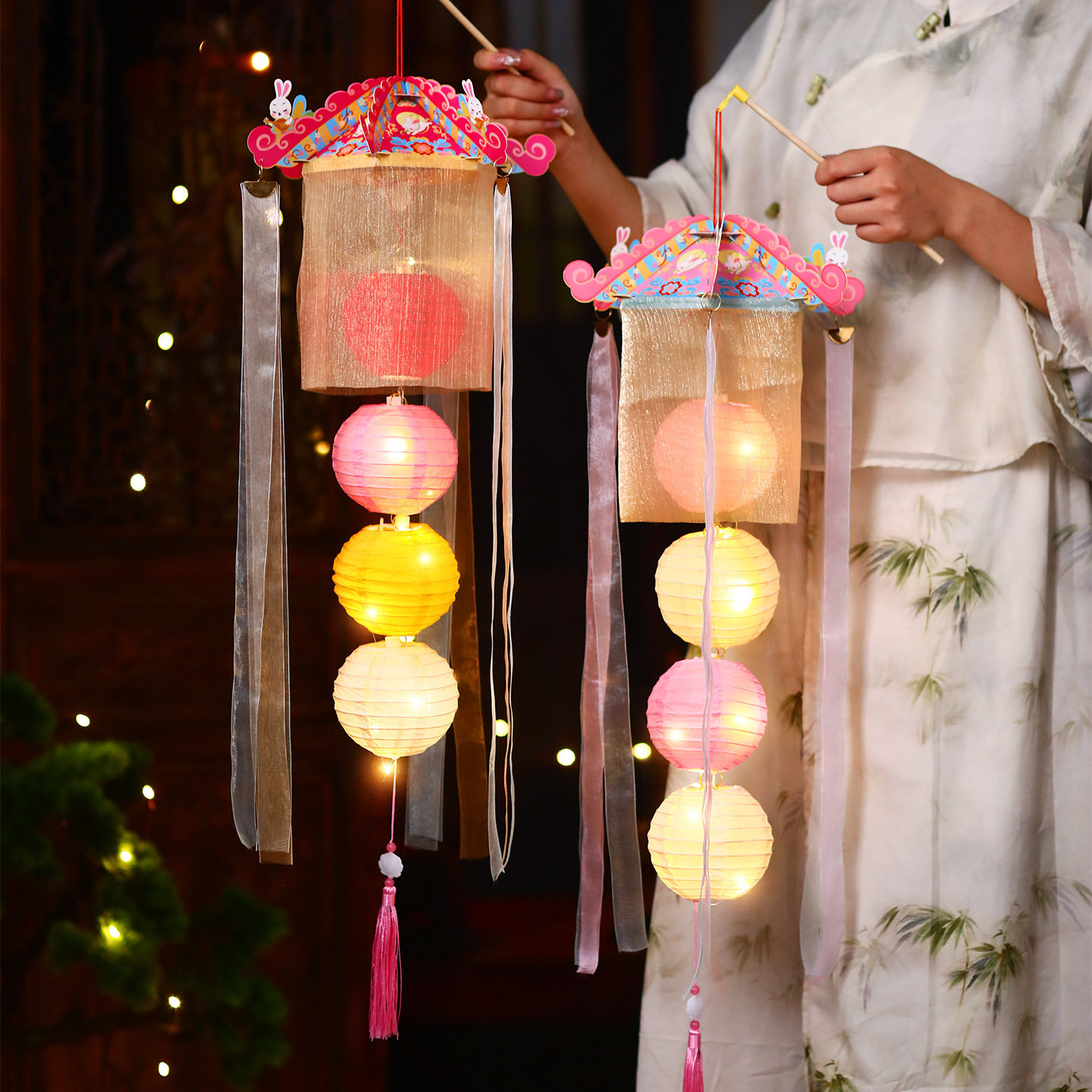 2026新年灯笼过年儿童手提古风花灯马年春节手工diy材料发光宫灯,节庆用品/礼品,灯笼,淘宝优惠券,粉丝福利购,淘宝优惠卷