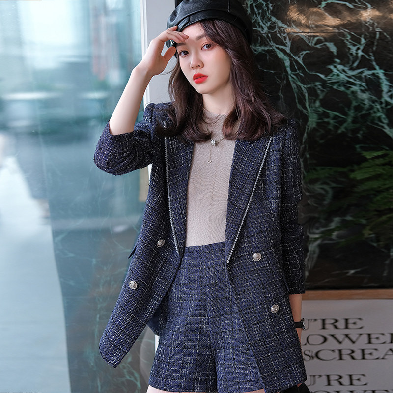 格子小西装外套女上衣春秋2025新款修身气质时尚休闲职业西服套装
