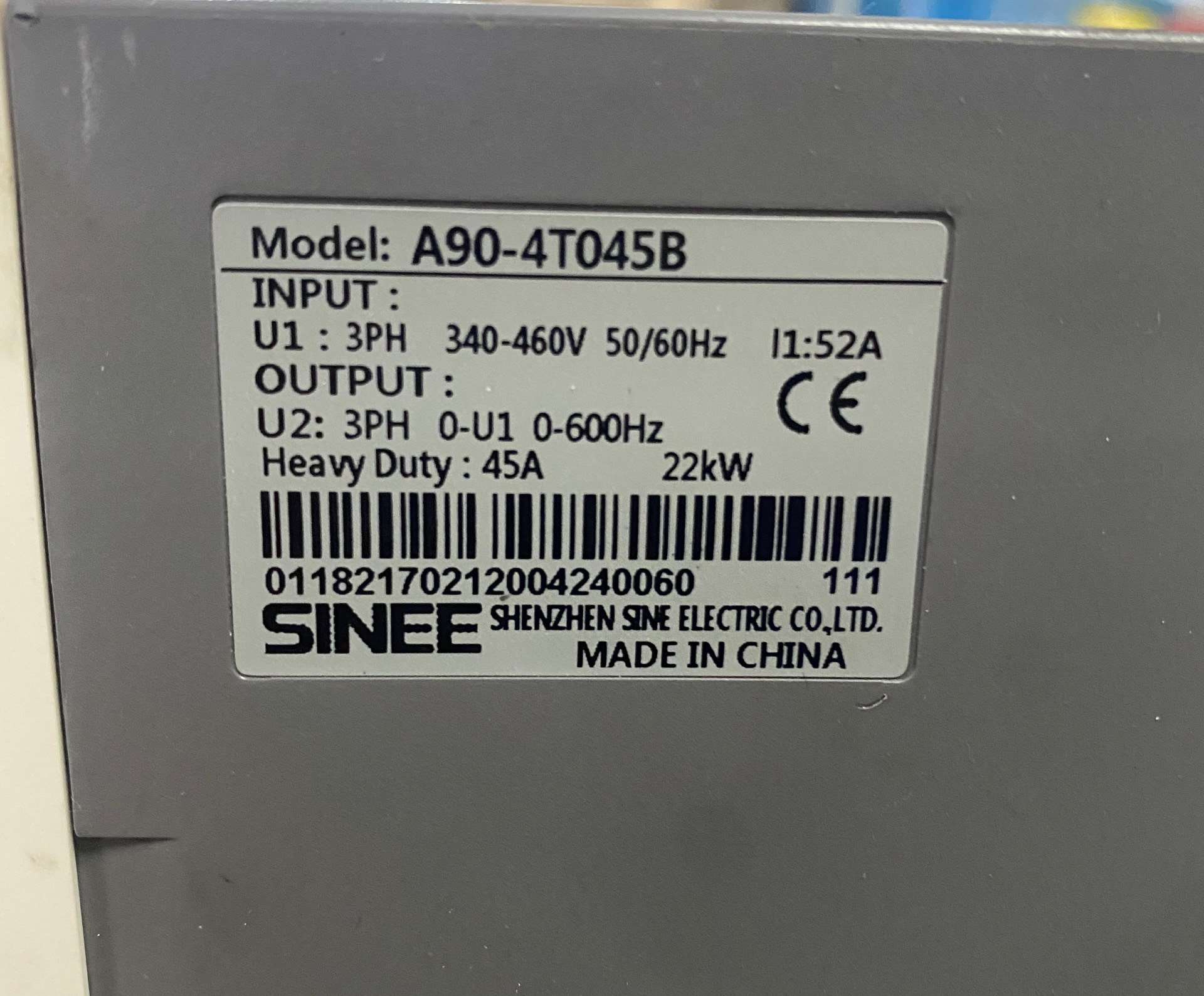 正弦变频器A90-4T045B，22KW，380V，一台(议价)