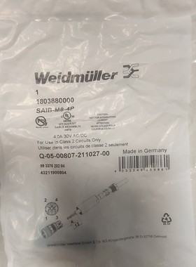 原装魏德米勒连接器  SAIB-M8-4P    剩余10个