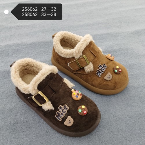 2025冬季新款加绒二棉短靴舒适时尚潮童勃肯鞋儿童魔术贴雪地棉鞋