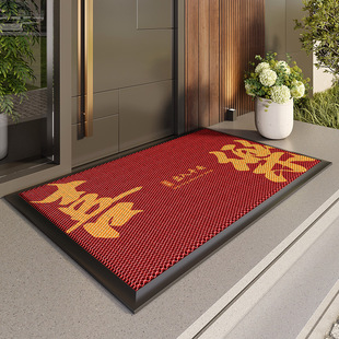 红色入户地垫防滑门垫方形家用脚垫大门口地毯耐脏弹力网丝圈商铺