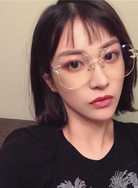 网红款Borrr方博王柳雯大壮同款平光镜女超大框透明眼镜男墨镜潮