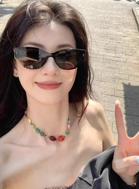 复古连体猫眼墨镜黑色个性高级感