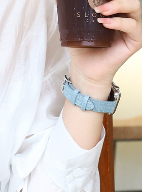 适用苹果手表AppleWatchs10简约牛仔表带显白iwatchs9小众气质女