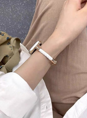 适用苹果手表applewatch9代表带S10透气创意编织绳通用42/46/49mm