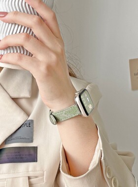 适用苹果手表女生小蛮腰民族风印花表带iwatch10/9/8代新款高级感