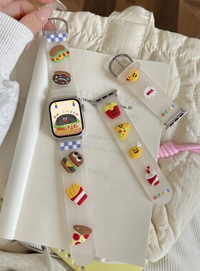 适用iwatch8表带苹果手表applewatch10硅胶表带s11可爱女海绵宝宝