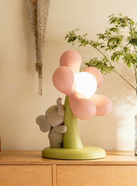 儿童房卡通动物树脂发光摆件