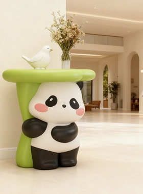 可爱熊猫树脂落地摆件收纳装饰