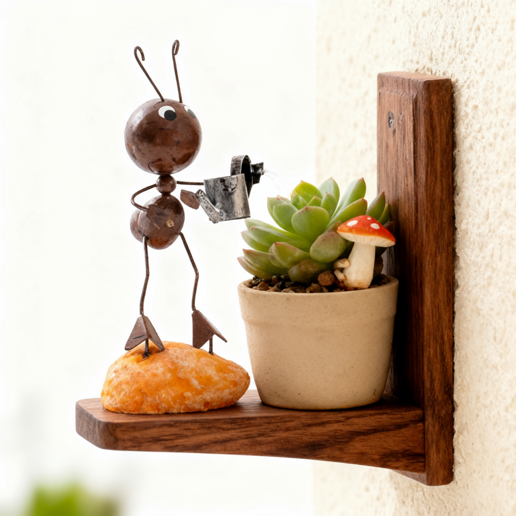 北欧风铁艺蚂蚁浇水壶桌面摆件