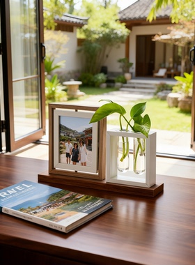 新中式木质几何桌面摆件礼盒装