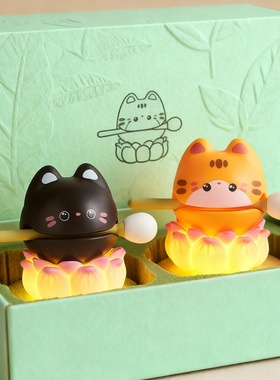 萌宠猫咪树脂发光桌面摆件礼盒