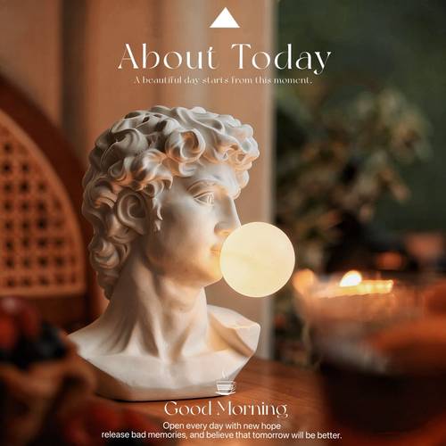 新古典石材大卫头像LED台灯