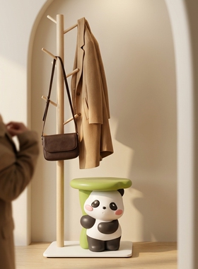 可爱熊猫树脂落地摆件玄关装饰