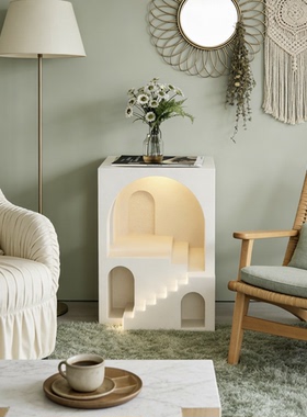 侘寂风几何树脂发光落地摆件