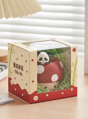 可爱熊猫树脂桌面摆件礼盒装