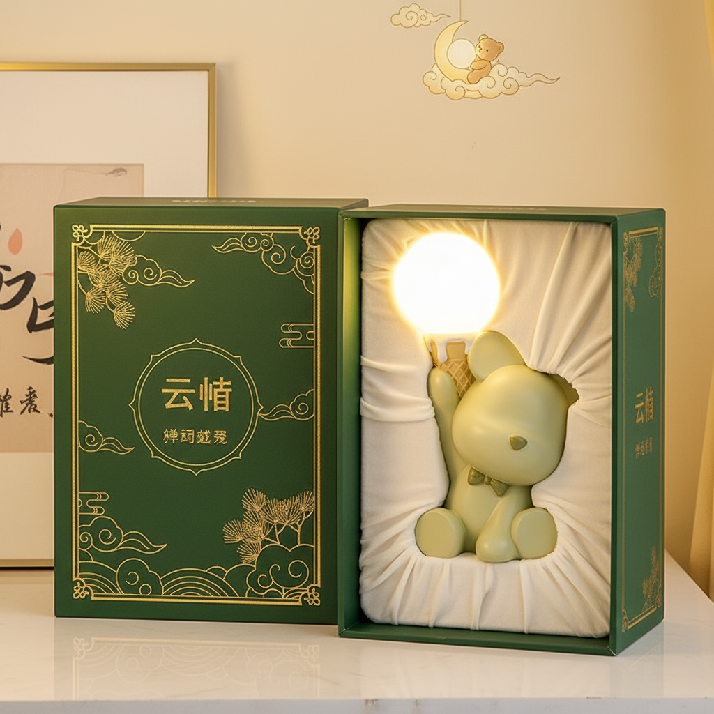 中式礼盒卡通小熊床头台灯送礼