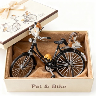 Pet&Bike复古自行车猫咪摆件金属礼盒装 饰治愈系 桌面装