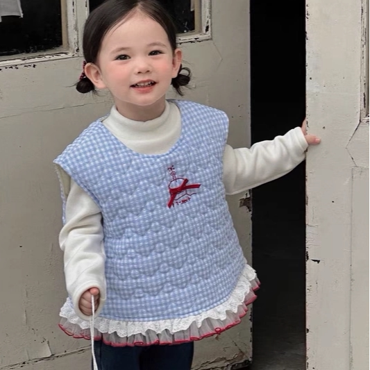 女童加绒马甲打底衫套装秋冬款图片