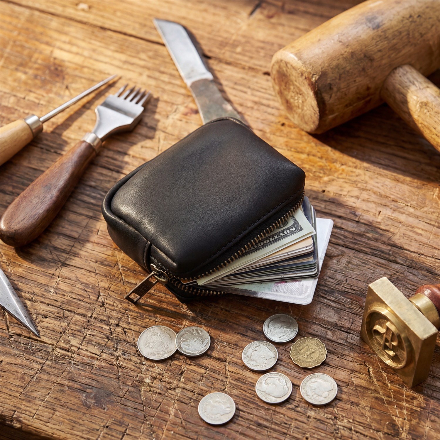 日韩原创牛皮零钱包女手工拉链真皮立体硬币包卡包收纳包小钱包男