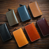 植鞣头层牛皮多功能钥匙包男士 真皮大容量拉链锁匙包卡包二合一潮