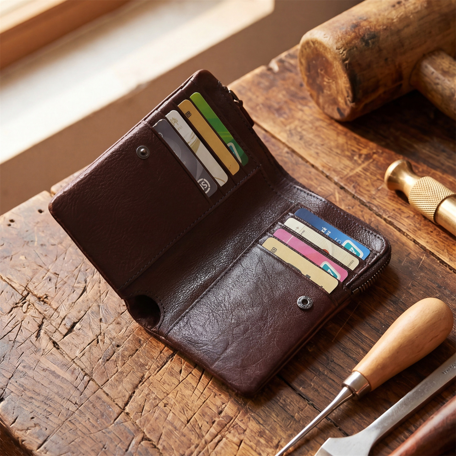 复古男士搭扣短款真皮钱包手工植鞣头层牛皮竖款皮夹休闲钱夹潮1