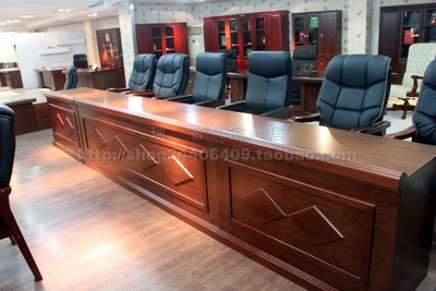 胡桃色1.4米~2米实木主席台 演讲台列席台培训桌条形桌会议室家具