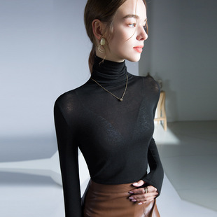 高领打底衫2026新款女春季内搭黑色高级感欧洲站法式气质长袖T恤