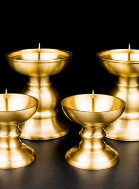 黄铜家用铜烛台摆件蜡烛台座一对