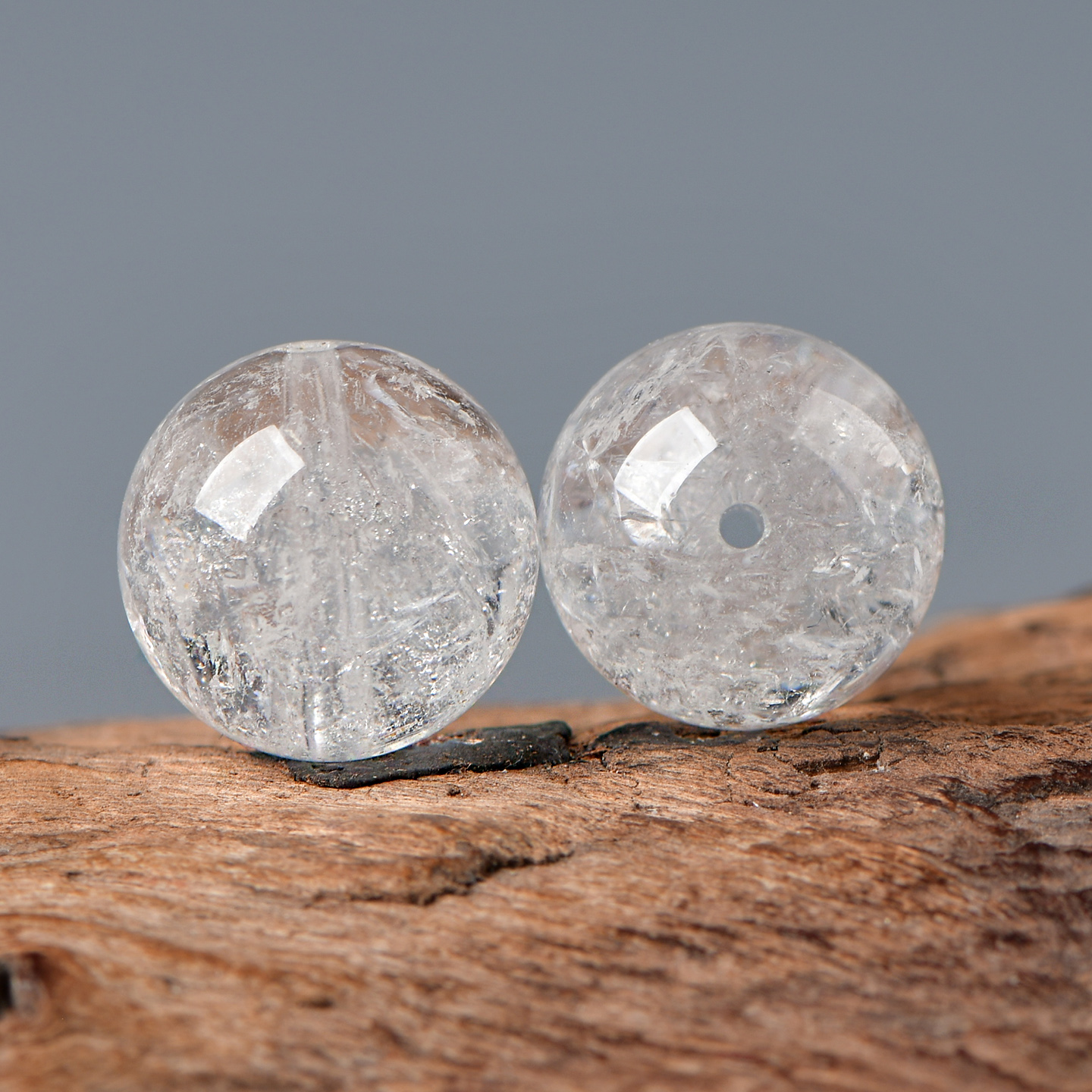 天然水晶雪花碎碎冰圆珠散珠子