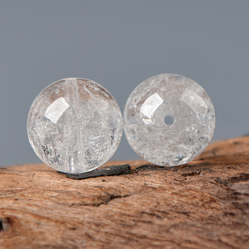 天然水晶雪花碎碎冰圆珠散珠子