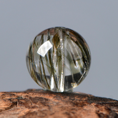 天然水晶碧玺发晶散珠子DIY