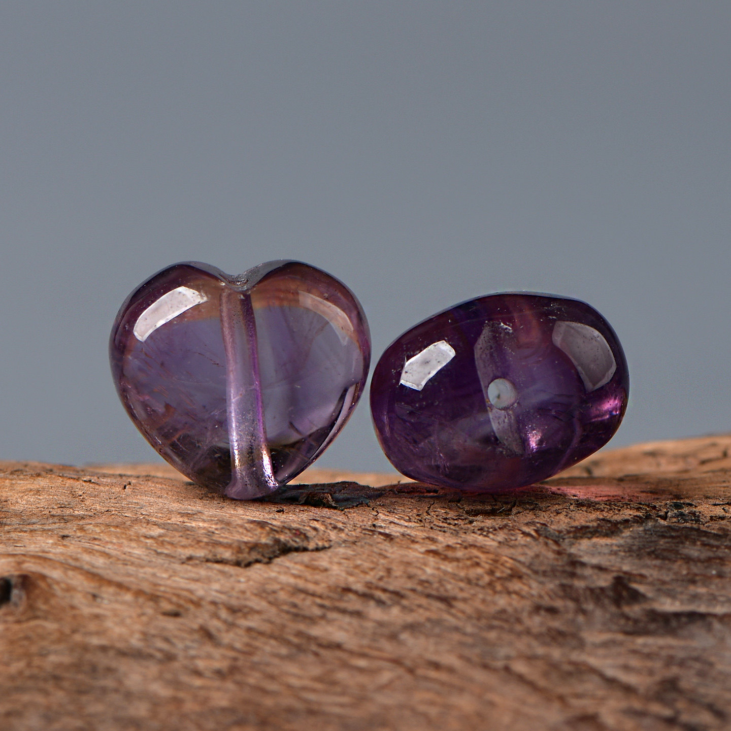 天然紫水晶爱心DIY串珠配件