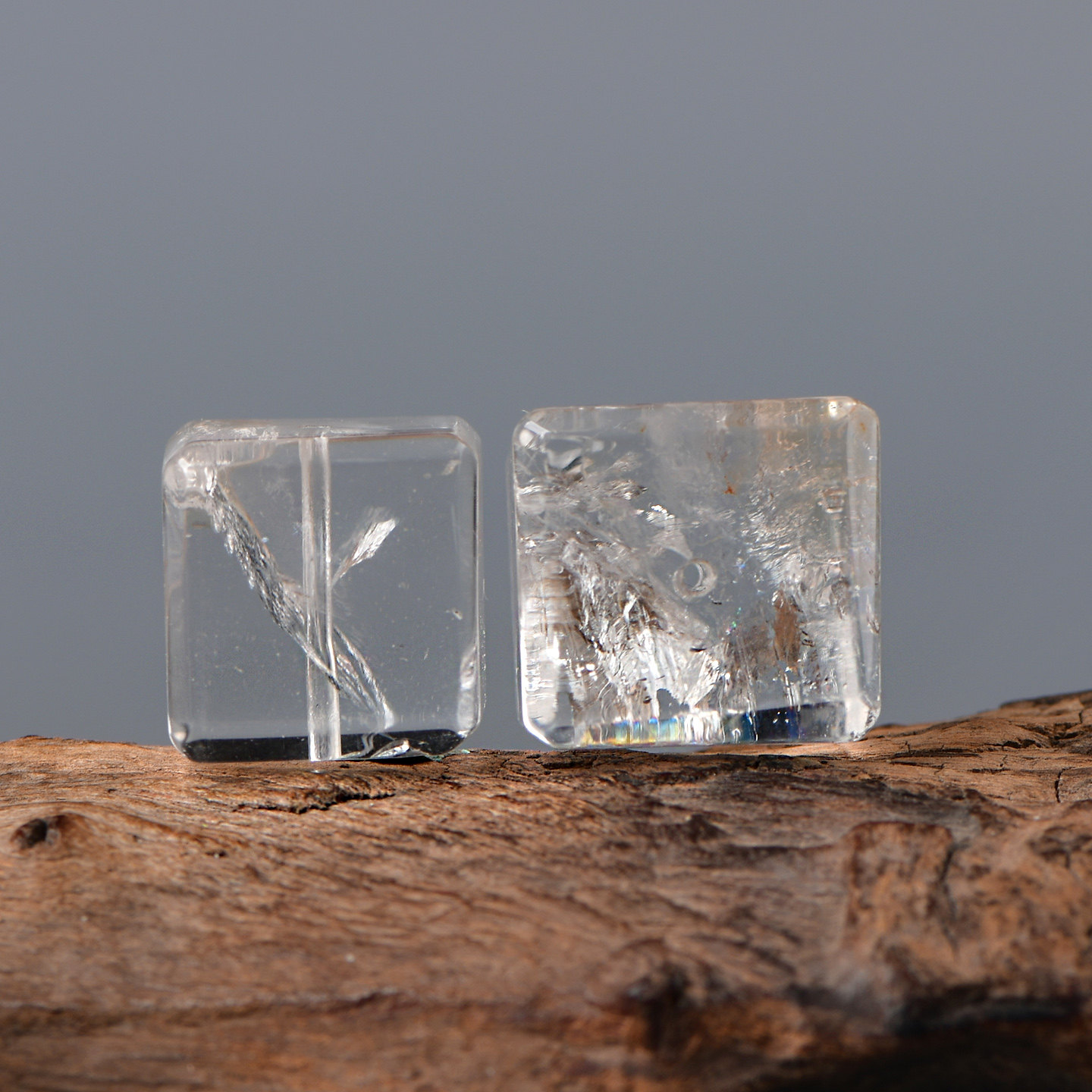 天然白水晶方糖对孔串珠配件