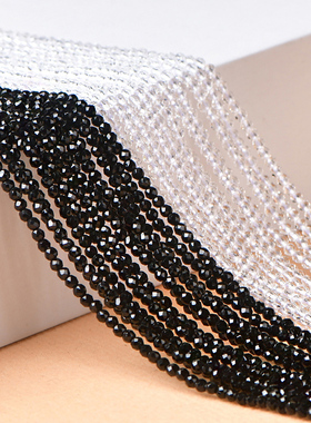 白黑色尖晶石切面刻面散珠diy手链配件材料锁骨链项链半成品串珠