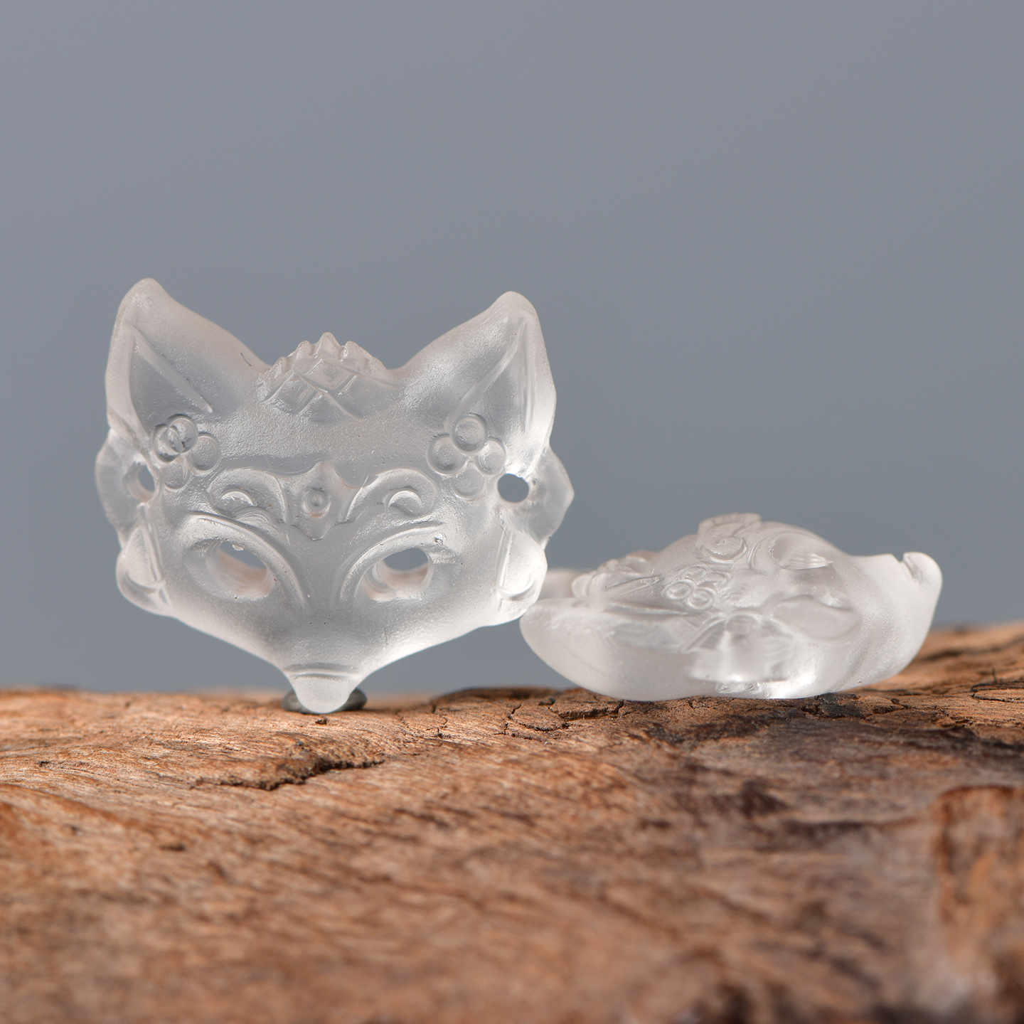 天然水晶白水晶九尾狐面具